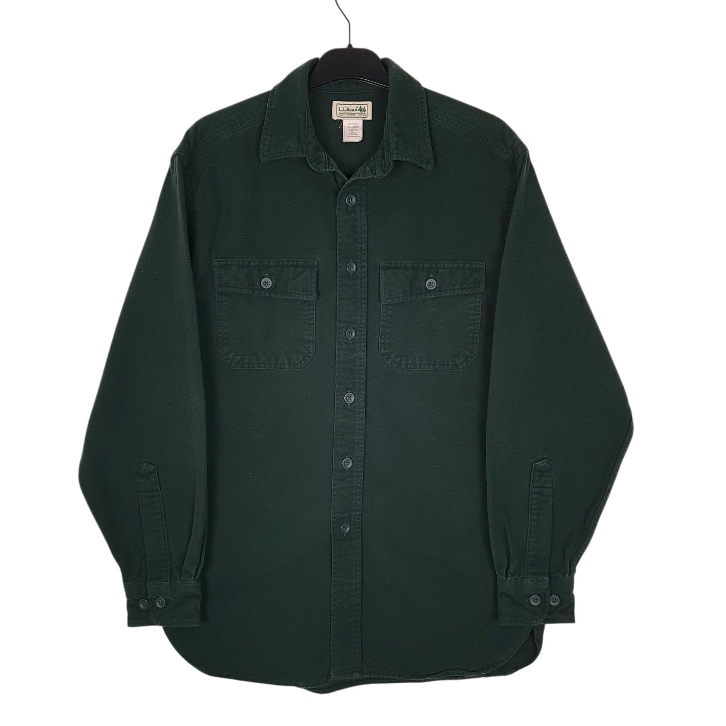 Mens Green L.L.Bean Chamois Flannel Long Sleeve Shirt