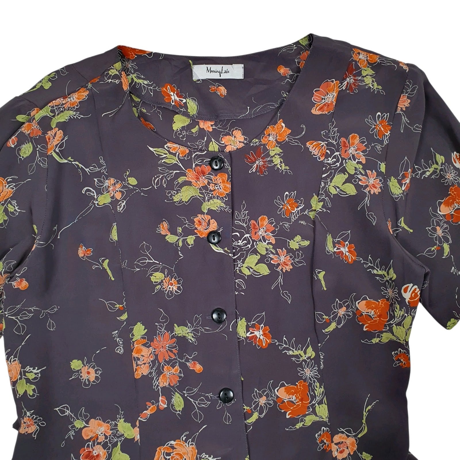 Womens Grey Morning Lake Floral  Dress