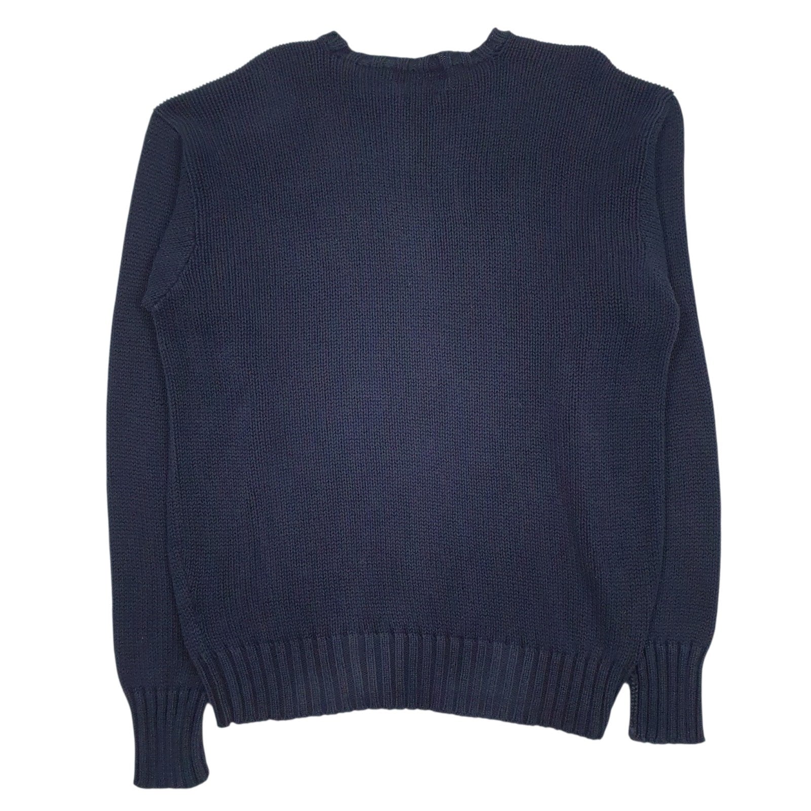Mens Navy Polo Ralph Lauren Vintage 90s Heavy Knit Crewneck Jumper