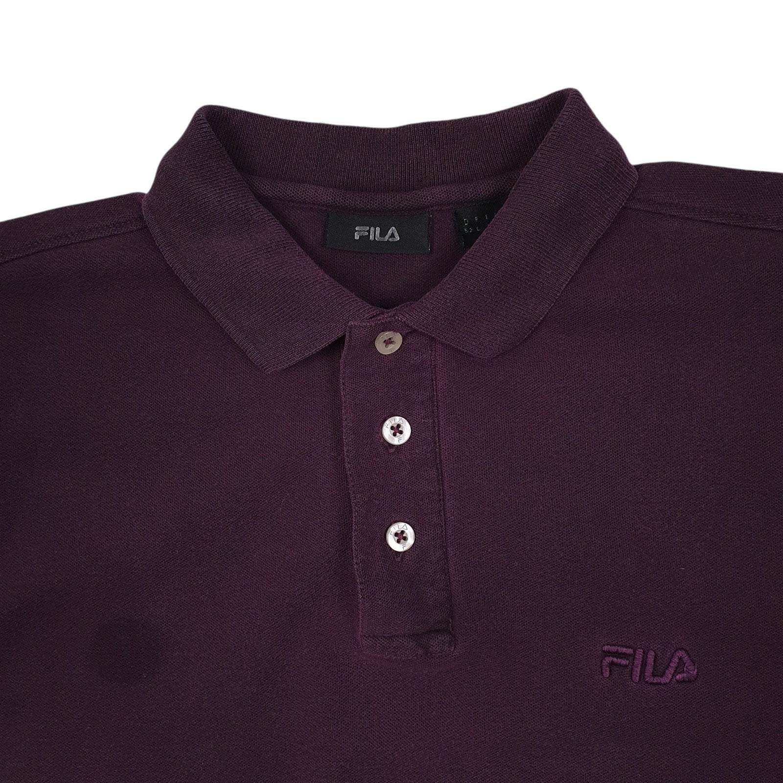 Mens Purple Fila  Cardigan Polo Shirt