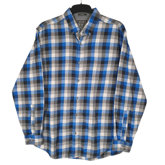 Mens Grey Eddie Bauer Flannel Long Sleeve Shirt