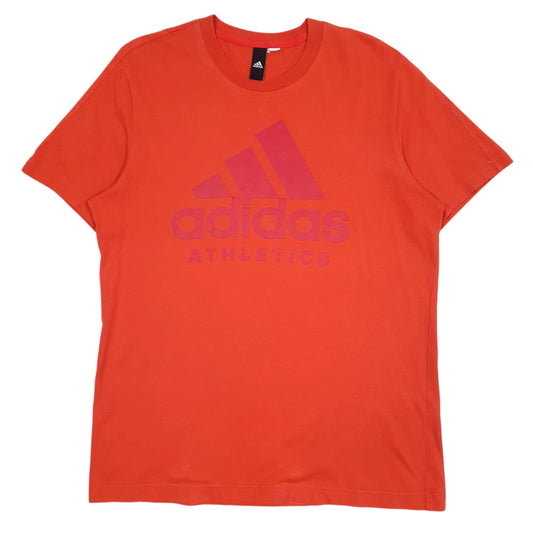 Mens Orange Adidas Spellout Short Sleeve T Shirt