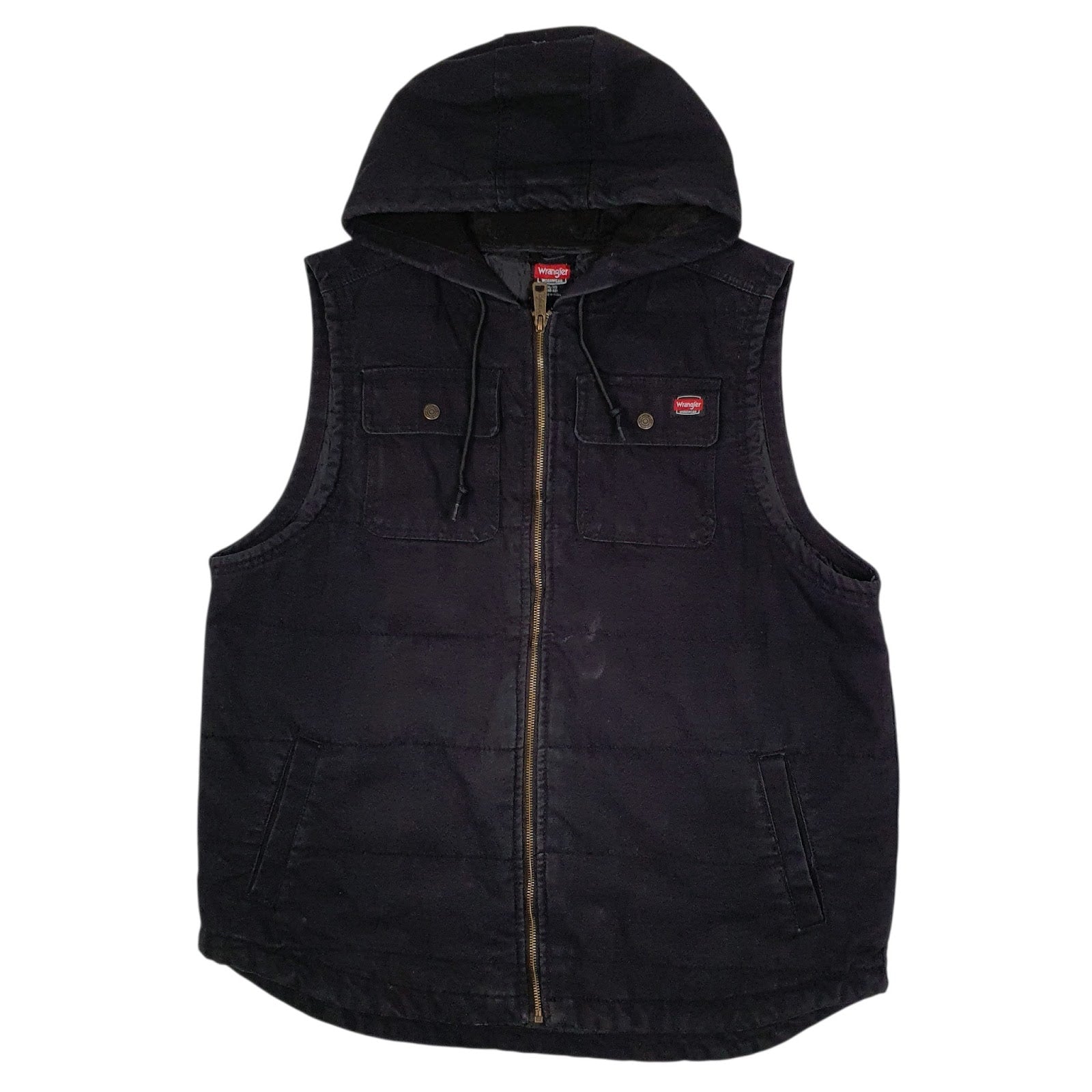 Mens Black Wrangler Vest Bodywarmer Workwear Hoodie  Coat