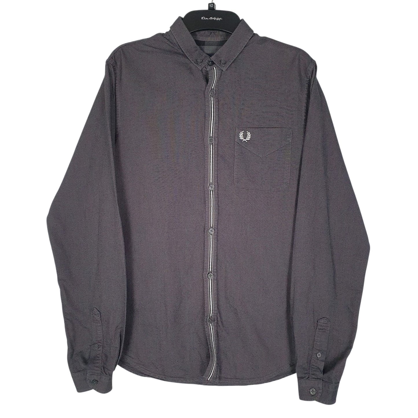 Mens Grey Fred Perry  Long Sleeve Shirt