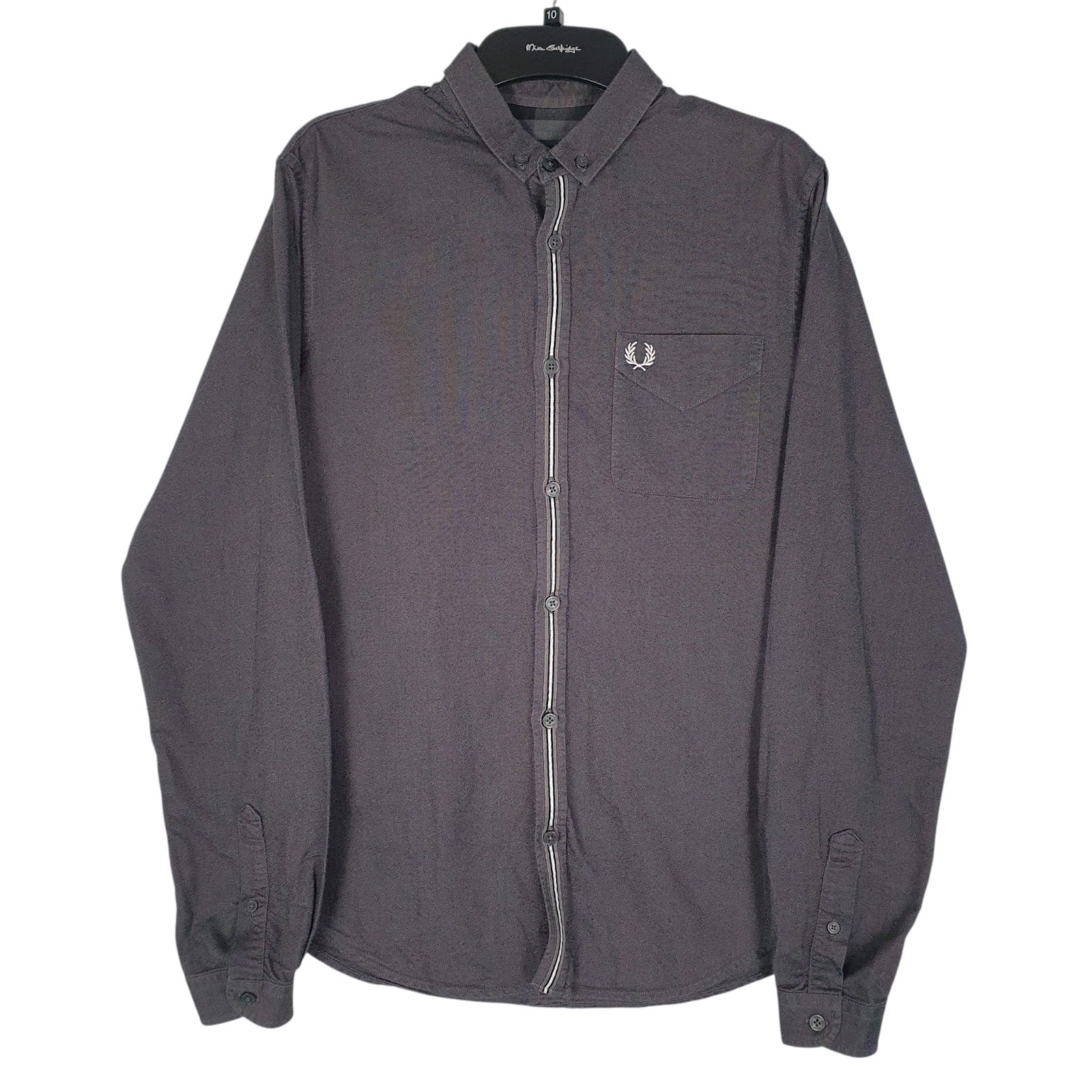 Mens Grey Fred Perry  Long Sleeve Shirt