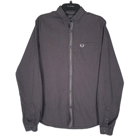 Mens Grey Fred Perry  Long Sleeve Shirt