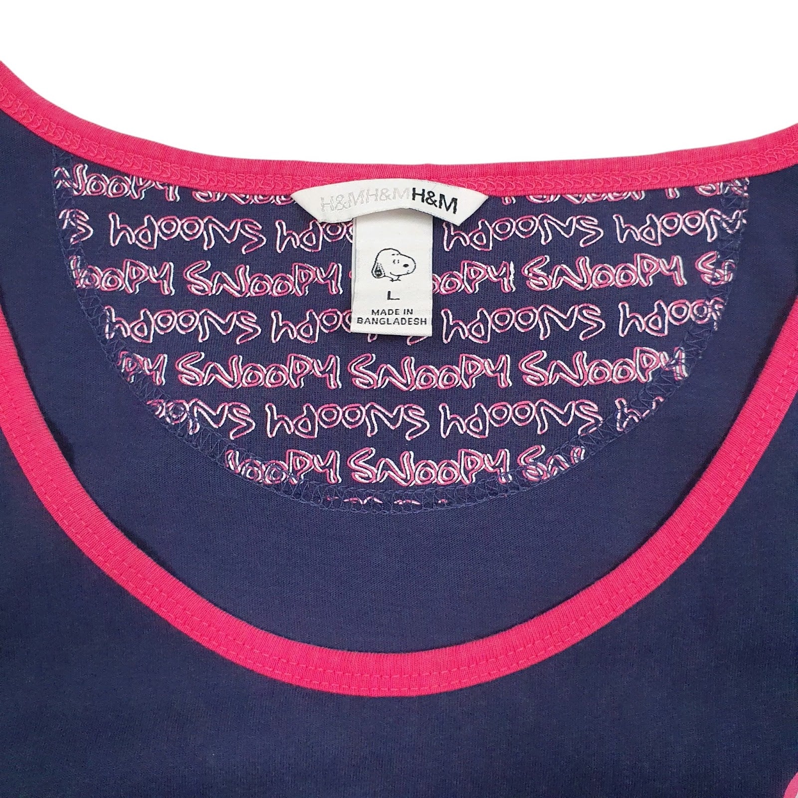Womens Navy H&M Vest Snoopy  T Shirt