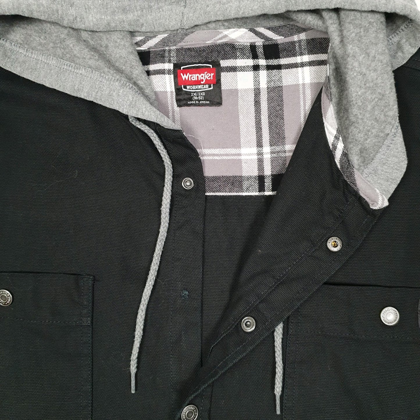 Mens Black Wrangler Windbreaker Chore Hoodie  Coat