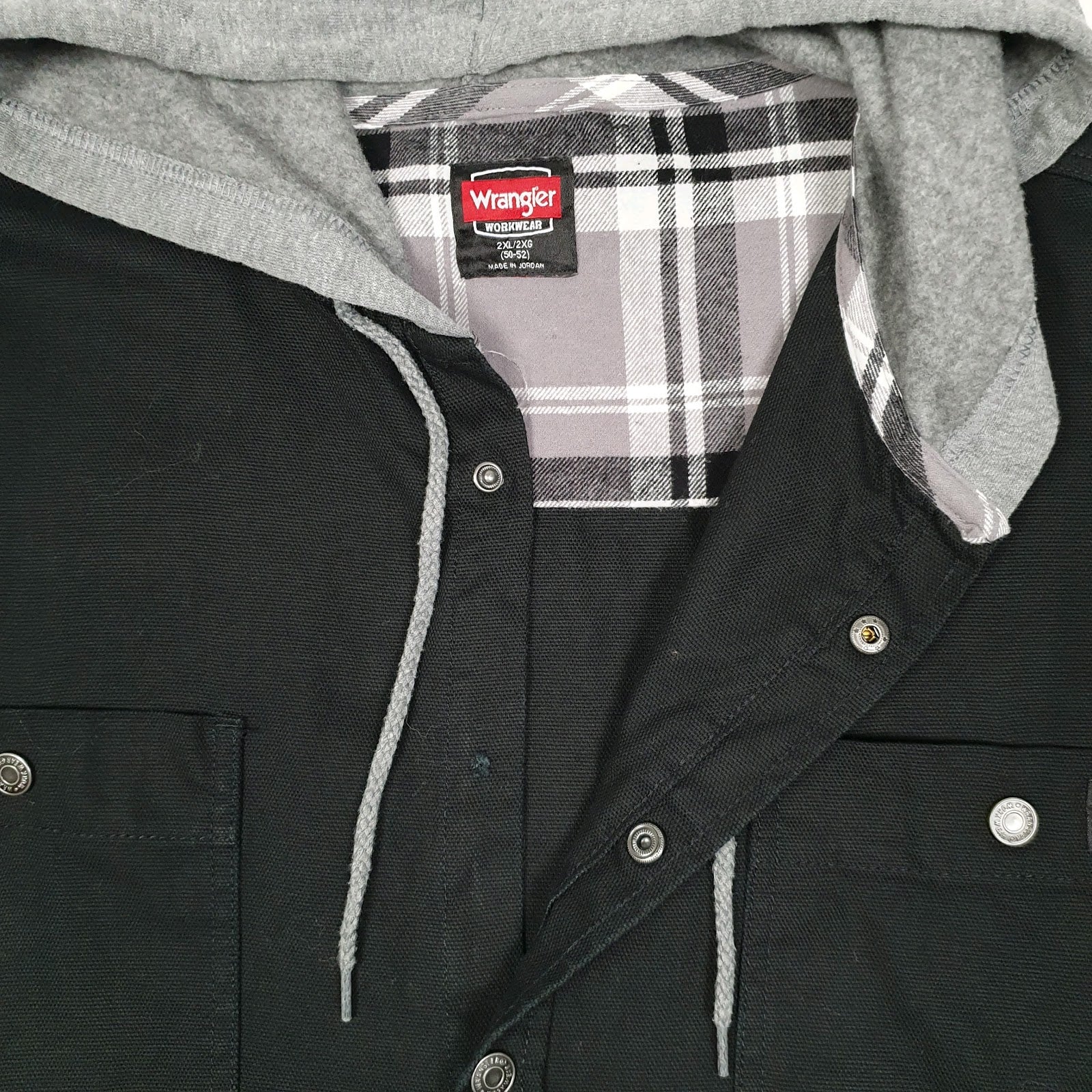 Mens Black Wrangler Windbreaker Chore Hoodie  Coat