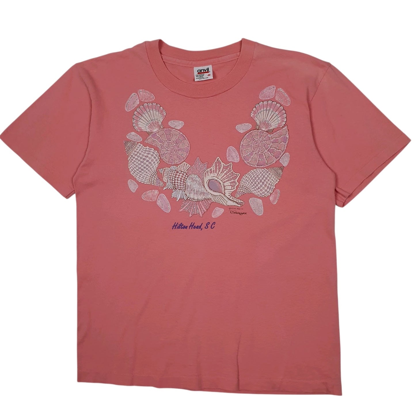 Mens Pink Anvil Vintage 90s Single Stitch Short Sleeve T Shirt