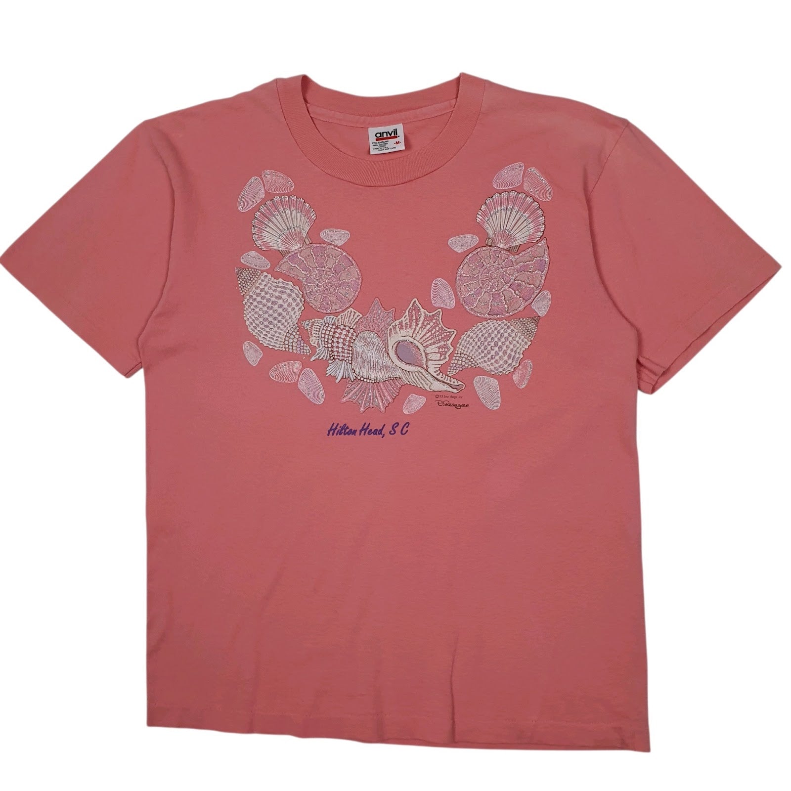 Mens Pink Anvil Vintage 90s Single Stitch Short Sleeve T Shirt