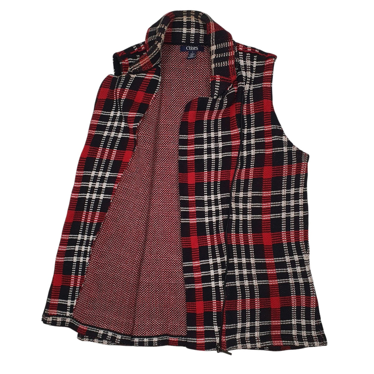 Womens Black Chaps Plaid  Coat