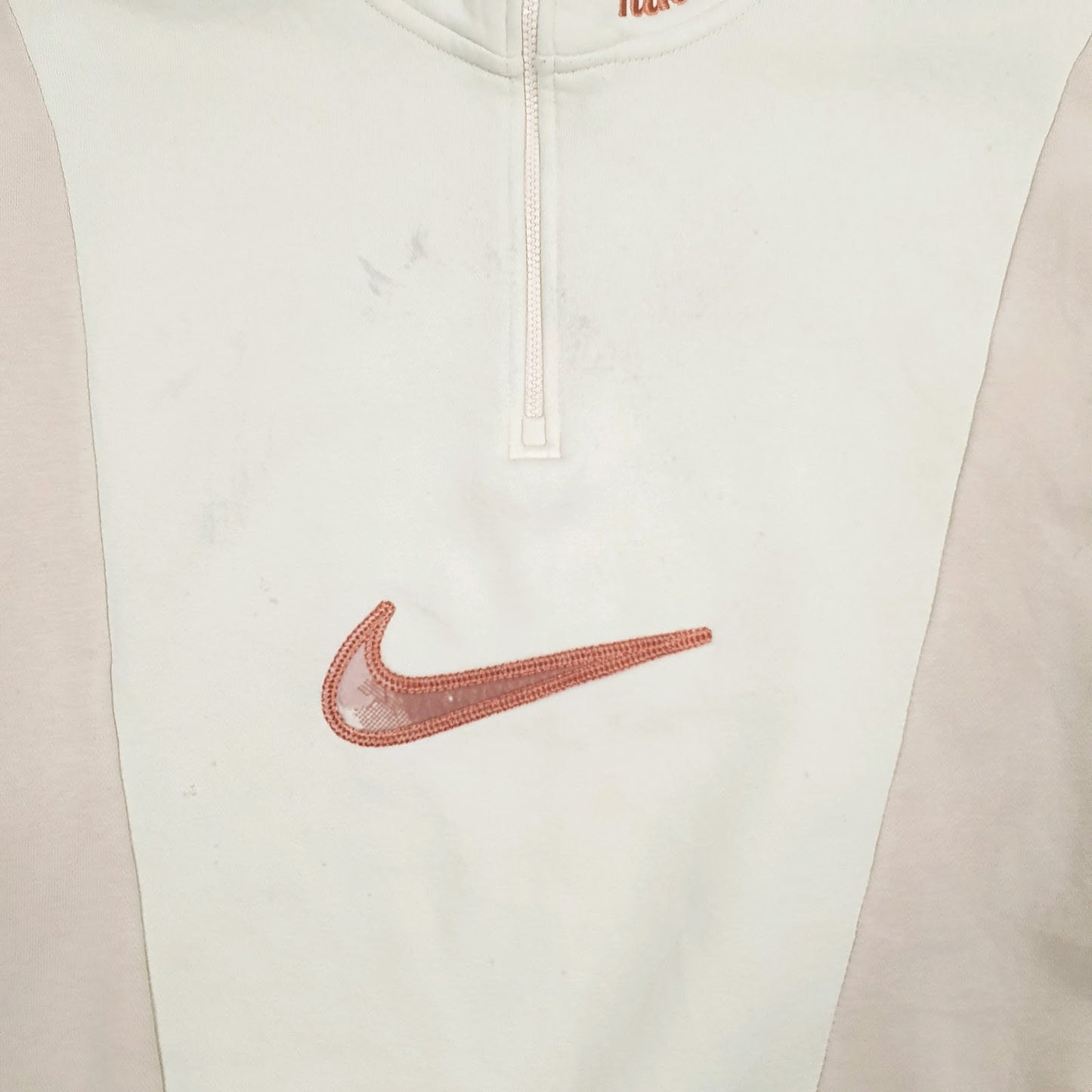 Mens Cream Nike Loose Quarter Zip Jumper