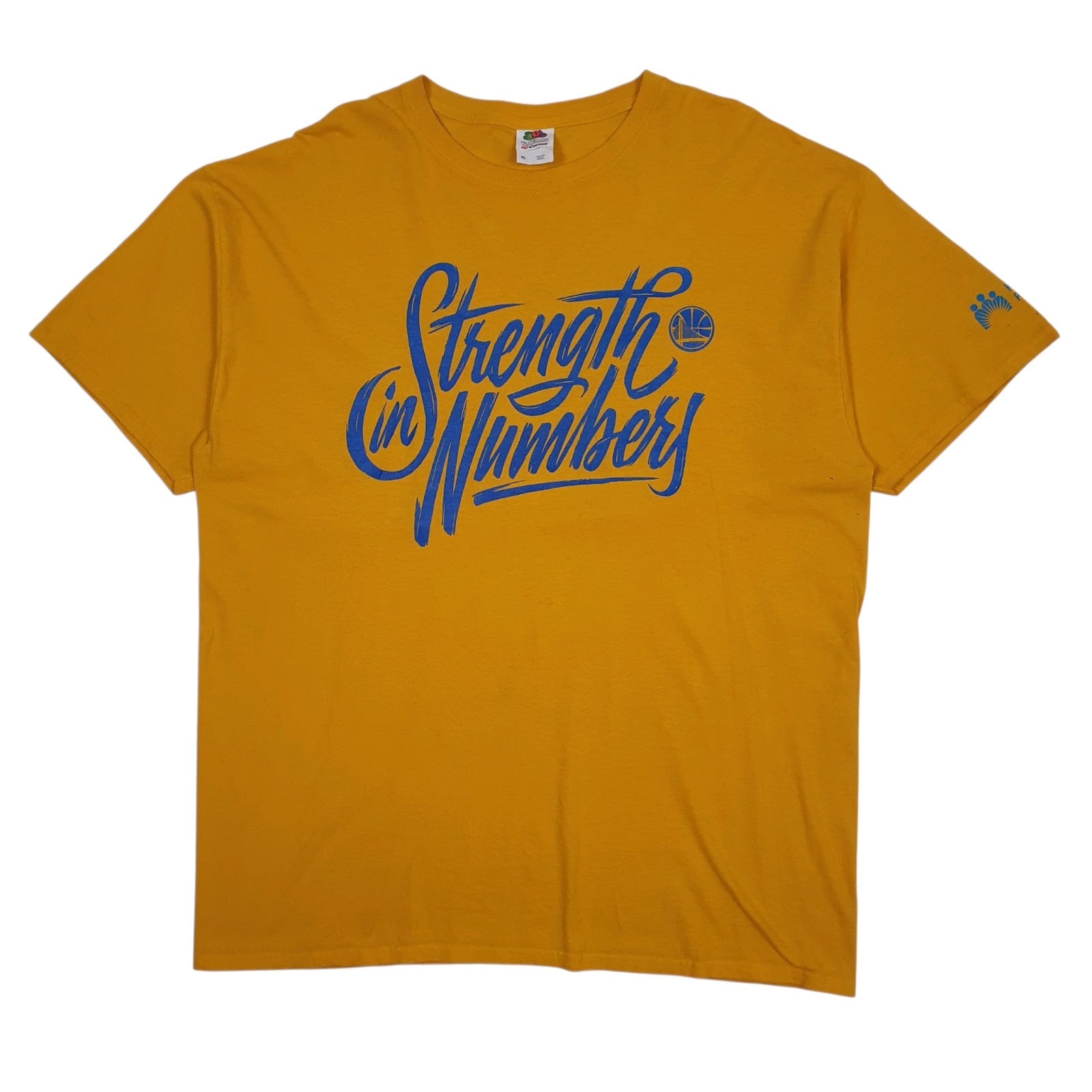 Mens Yellow Fruit Of The Loom Golden State Warriors NBA Basketball Short Sleeve T Shirt