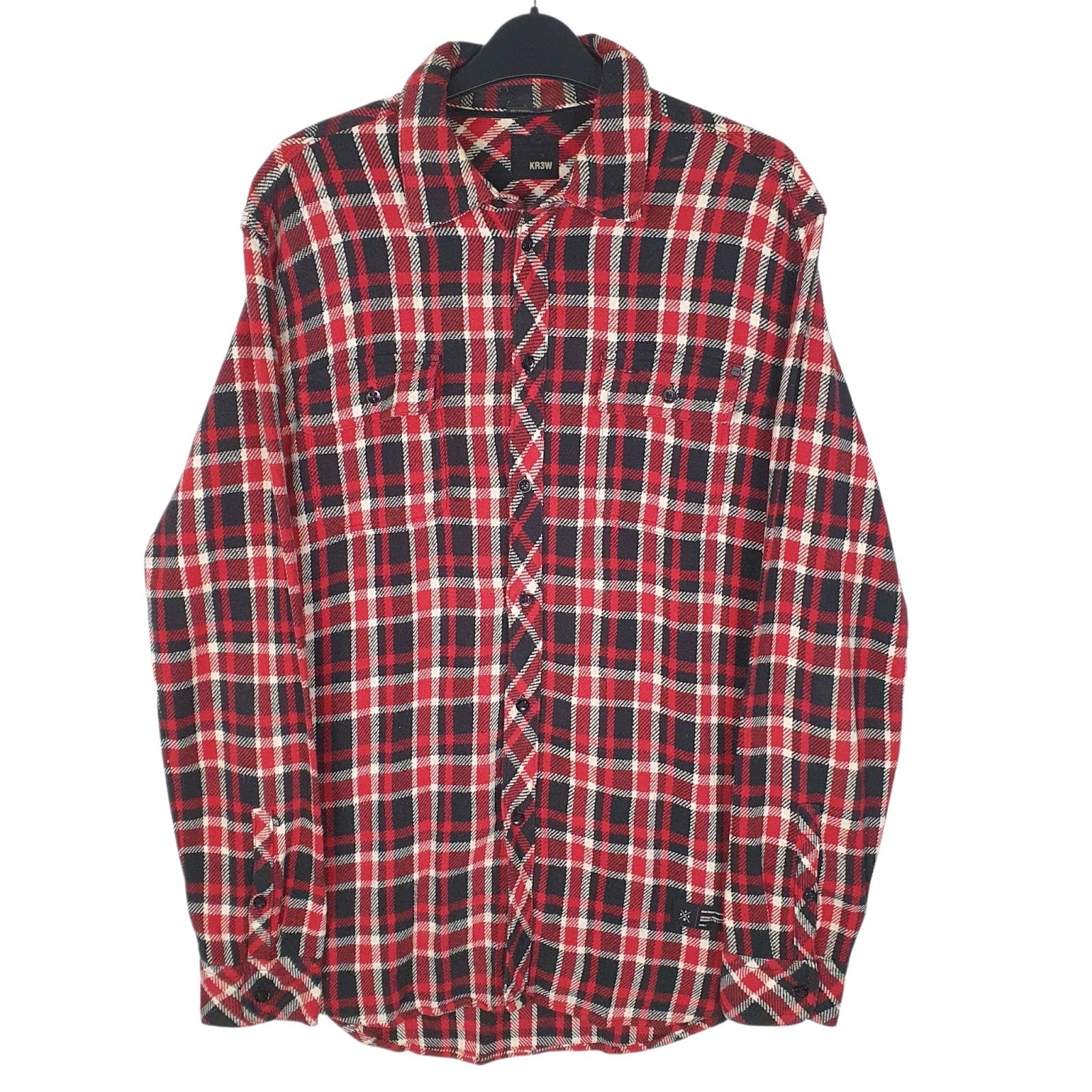 Mens Black Kr3w Flannel Long Sleeve Shirt