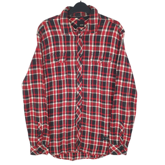 Mens Black Kr3w Flannel Long Sleeve Shirt