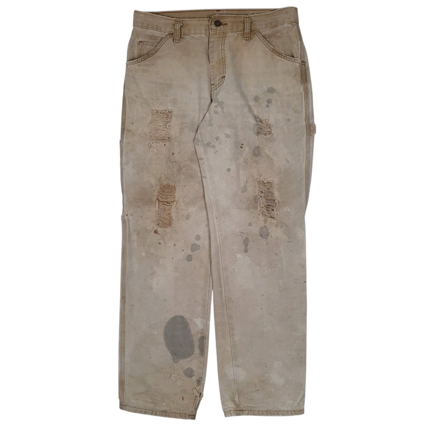 Mens Beige Dickies  Carpenter Trousers