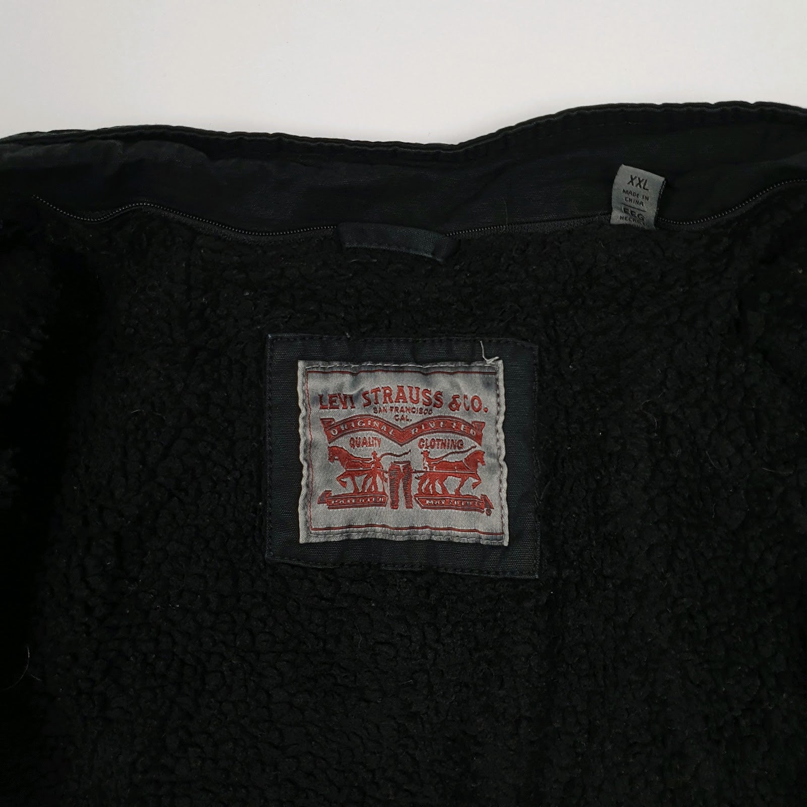 Mens Black Levis Military Bomber Sherpa Lined  Coat