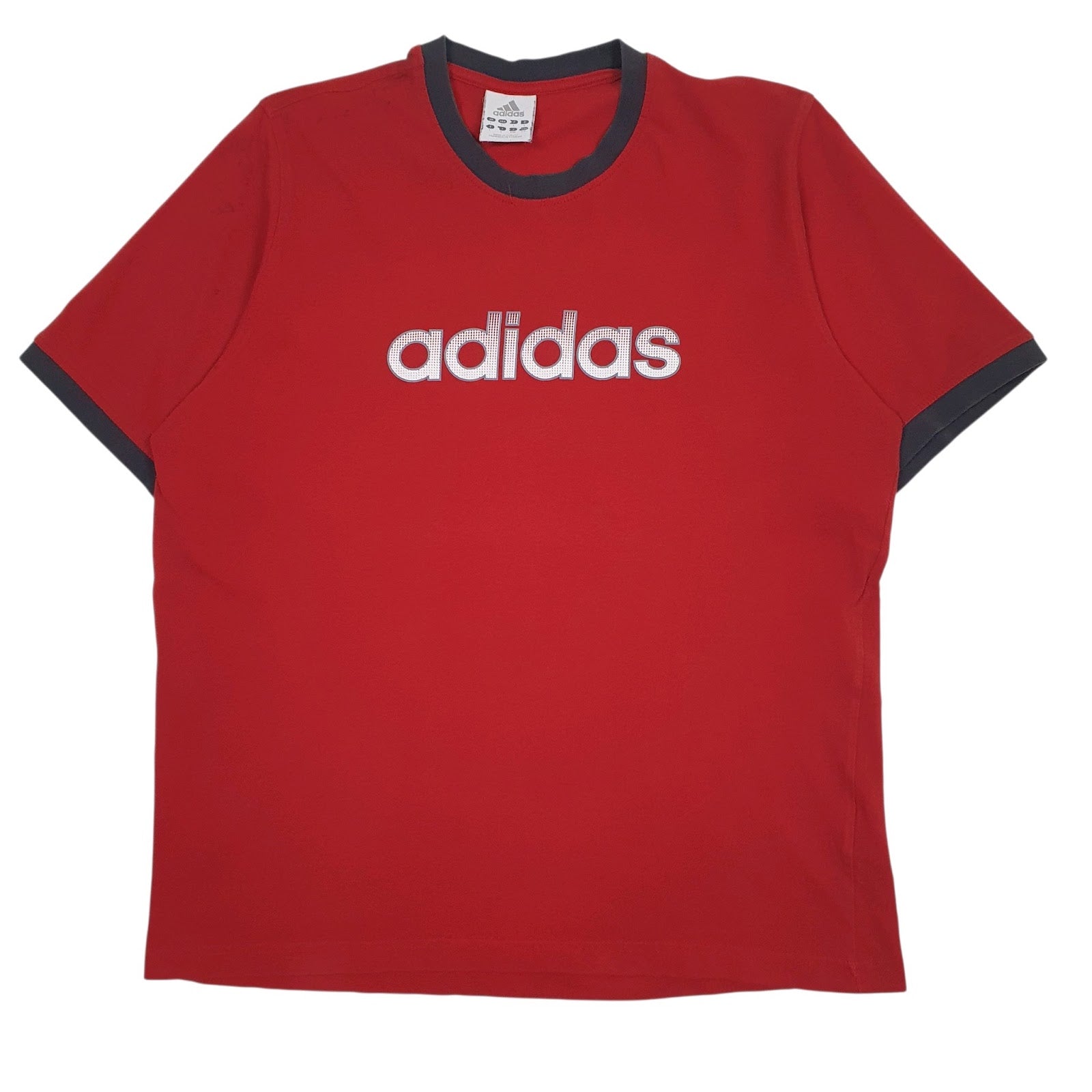 Mens Red Adidas Vintage 00s Spellout Short Sleeve T Shirt