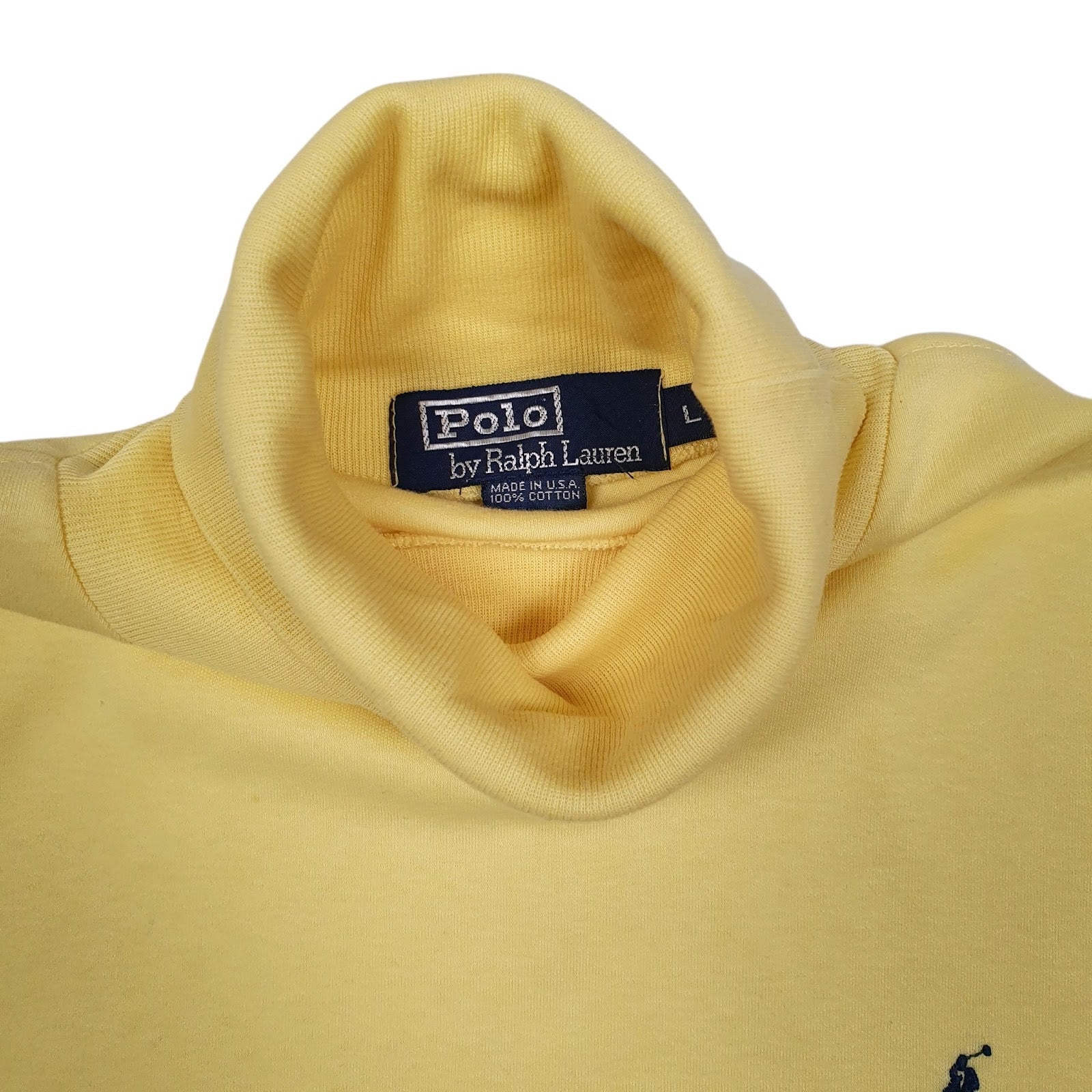 Mens Yellow Polo Ralph Lauren Lightweight T Shirt Turtle Neck Jumper