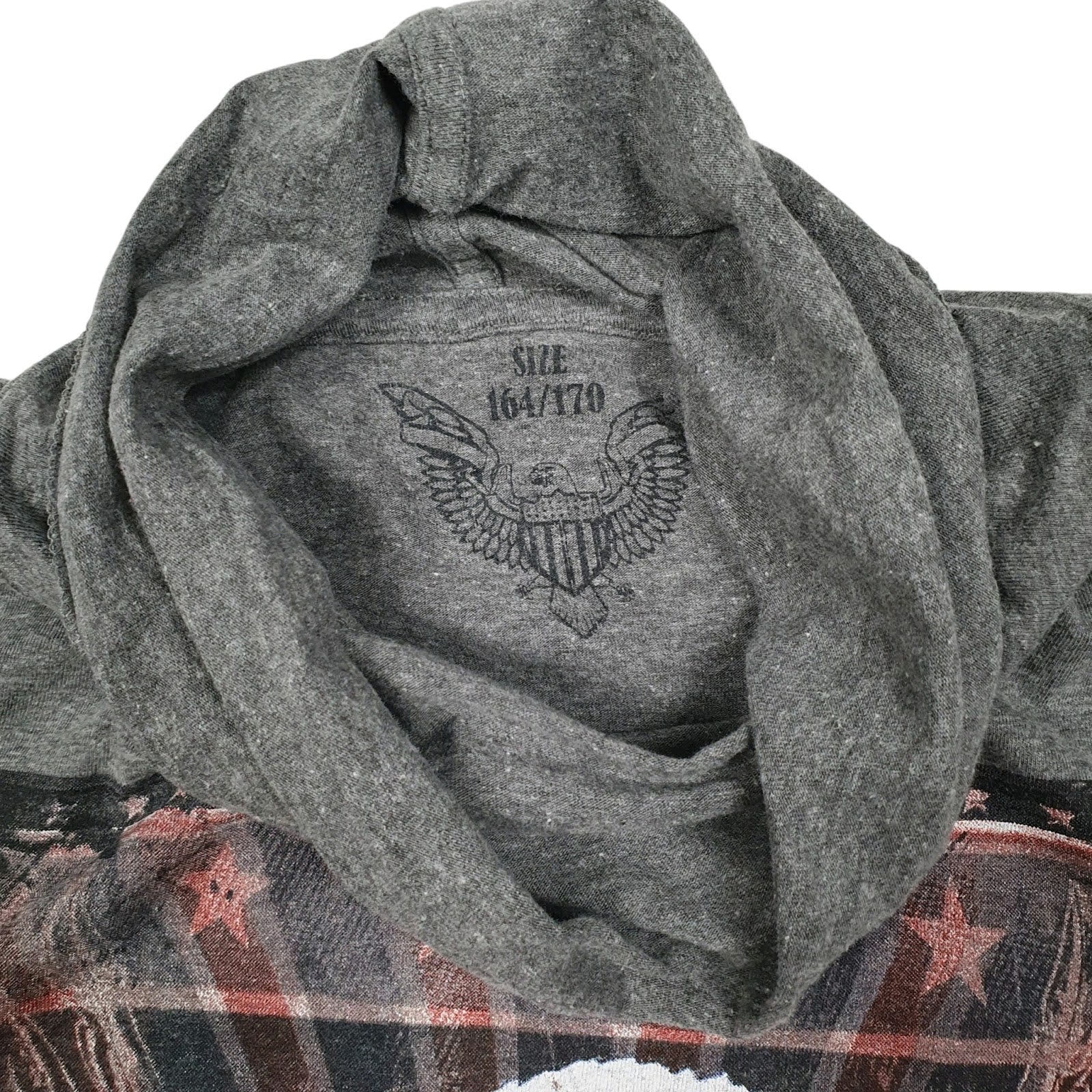 Mens Grey Unbranded American Eagle Freedom Turtle Neck  T Shirt
