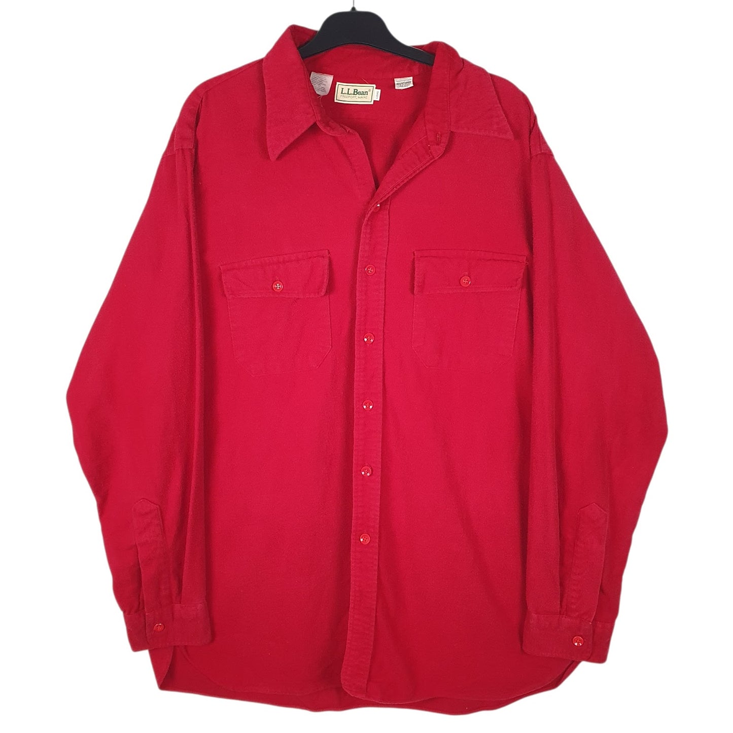 Mens Red L.L.Bean Chamois Vintage 90s Long Sleeve Shirt
