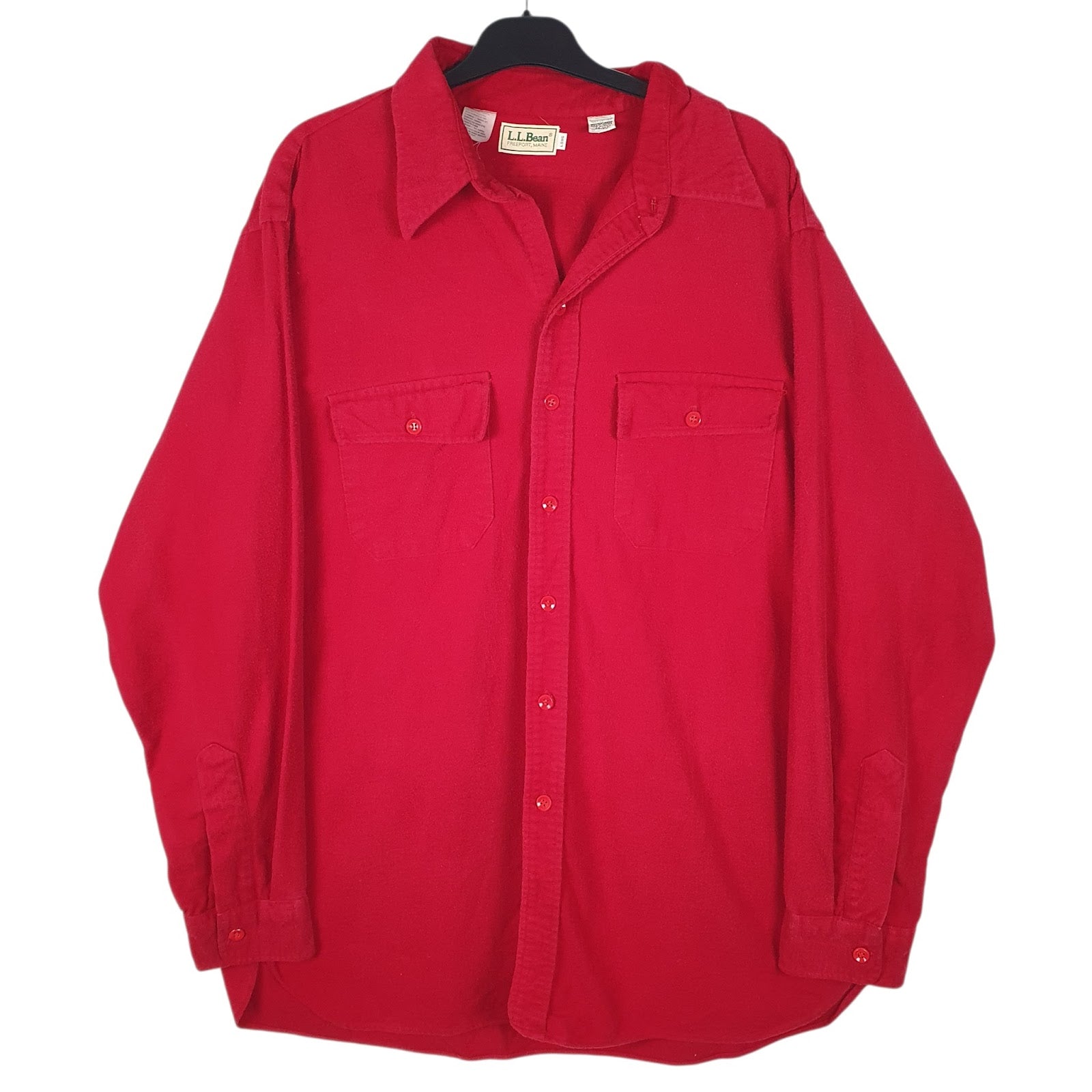 Mens Red L.L.Bean Chamois Vintage 90s Long Sleeve Shirt