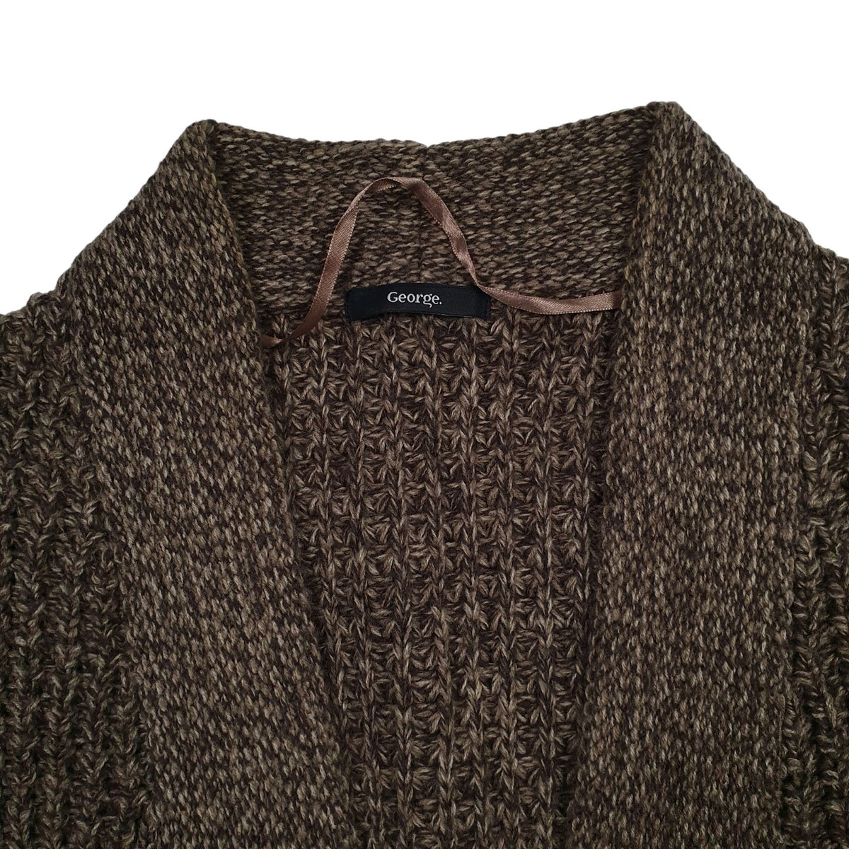 Womens Brown George Chunky Knit Throw Shoal Cardigan Jumper