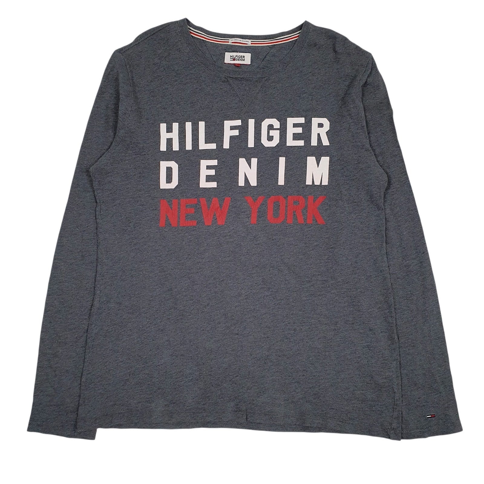 Mens Grey Tommy Hilfiger Spellout Long Sleeve T Shirt