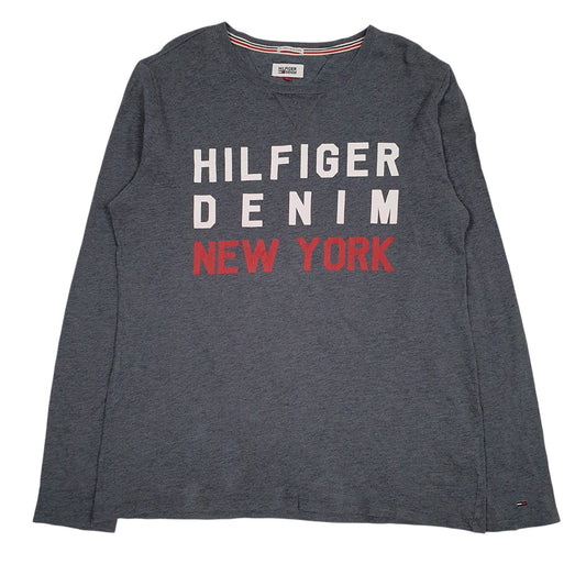 Mens Grey Tommy Hilfiger Spellout Long Sleeve T Shirt