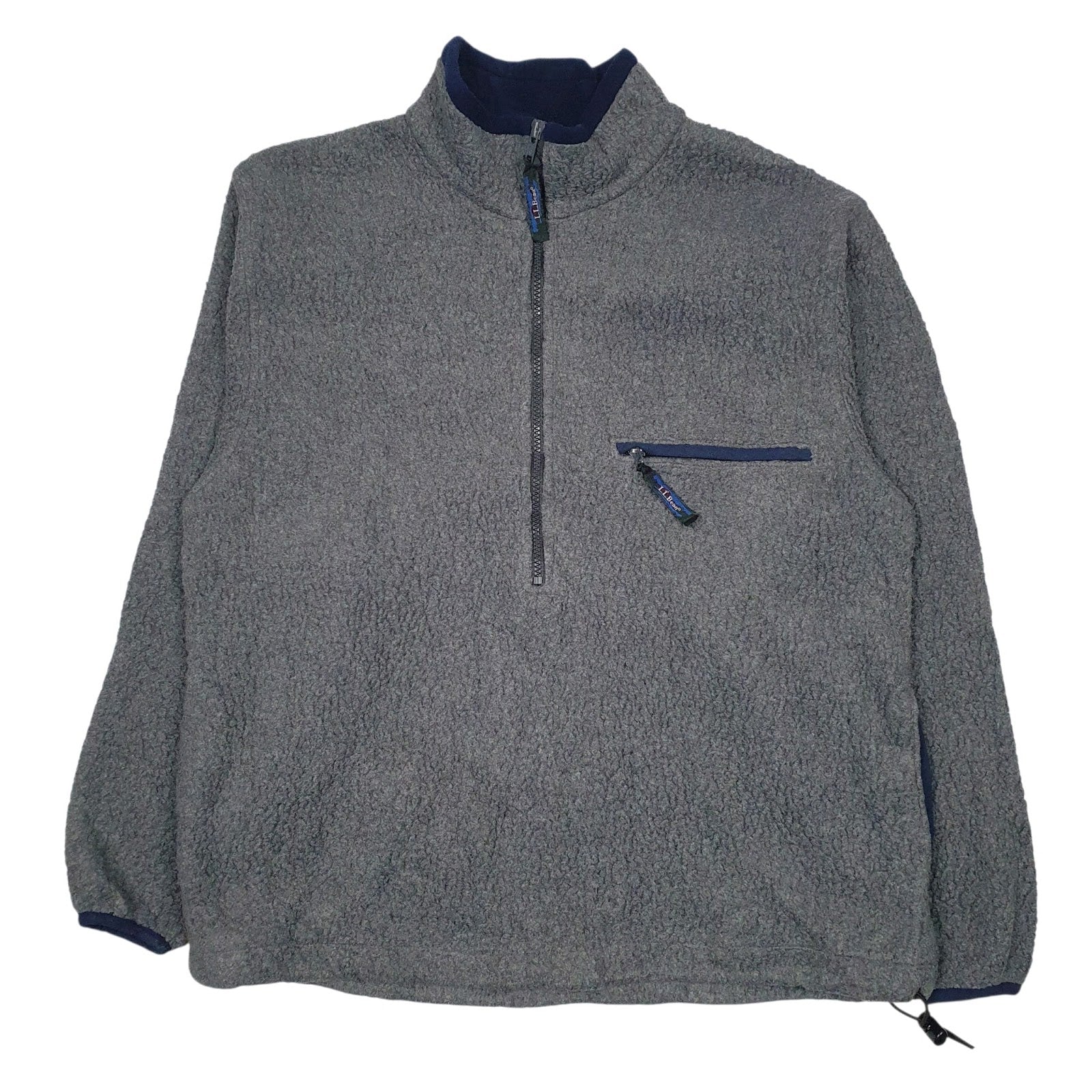 Mens Grey L.L.Bean Vintage 90s Made In USA Quarter Zip Jumper