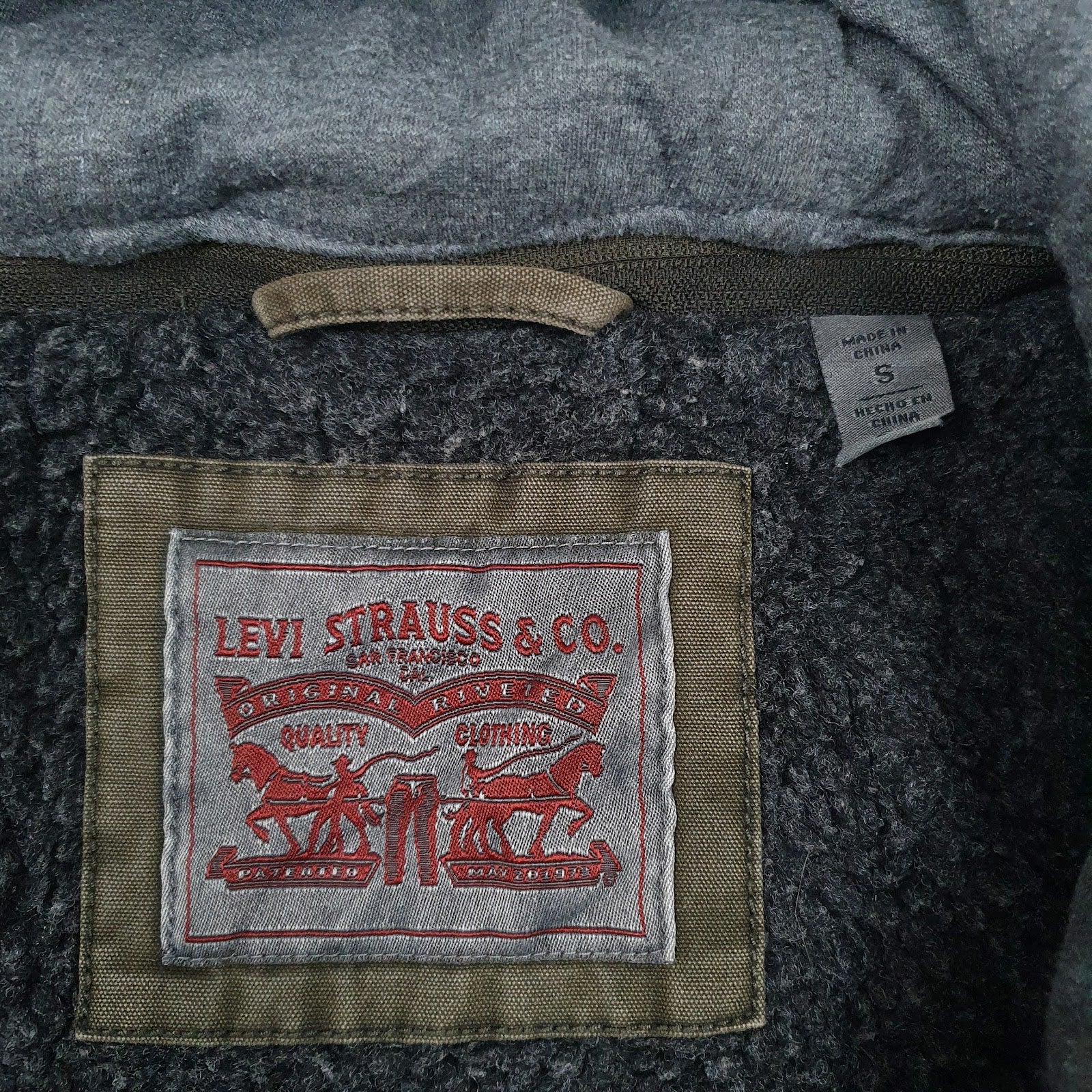 Mens Green Levis Sherpa Lined  Coat