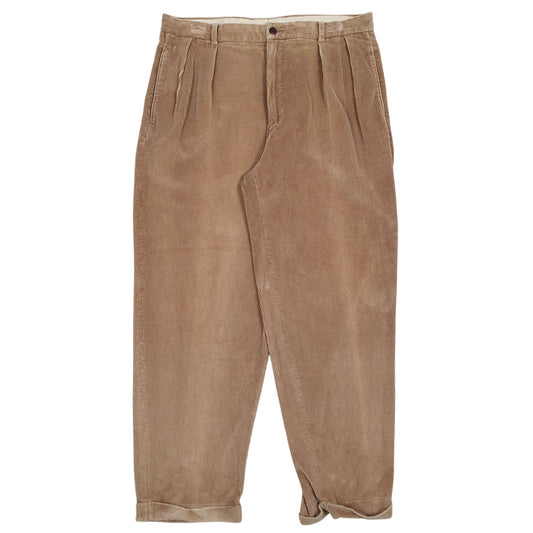 Mens Brown Nautica Pleated Corduroy Trousers