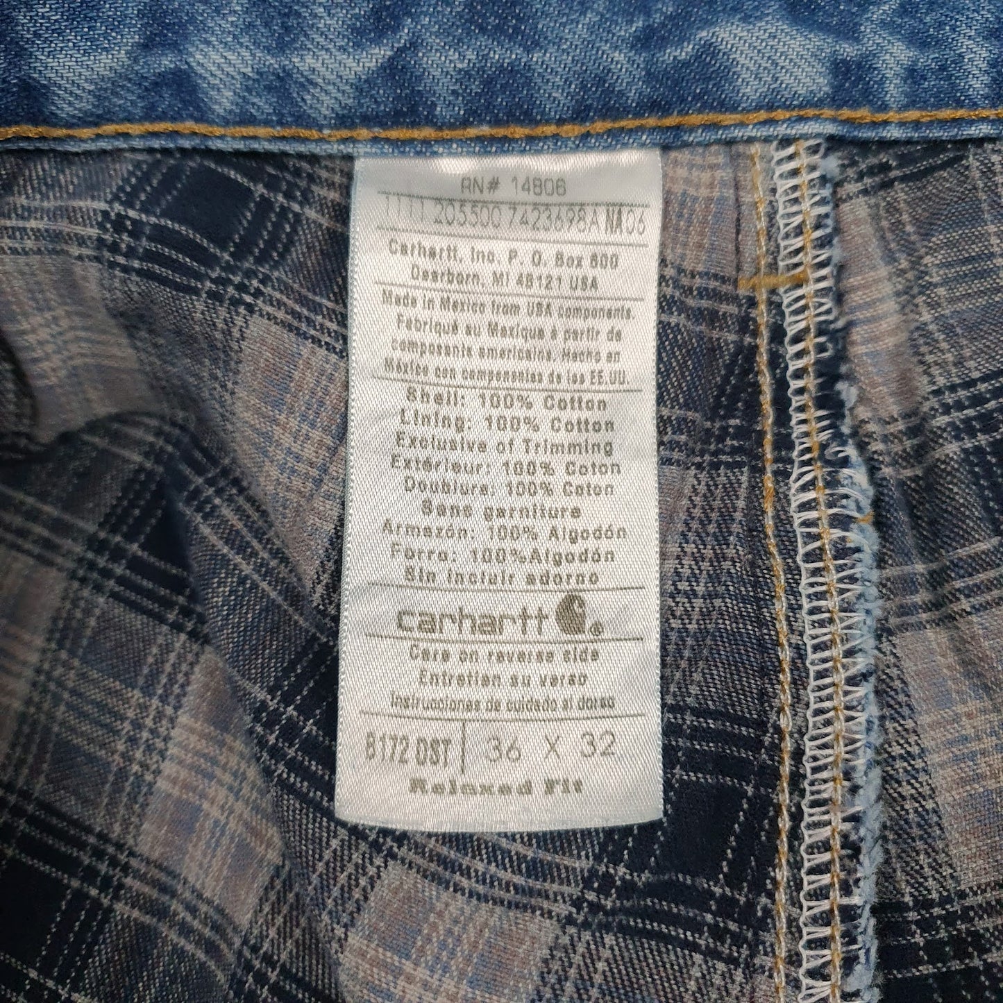 Mens Blue Carhartt Flannel Lined  Jeans