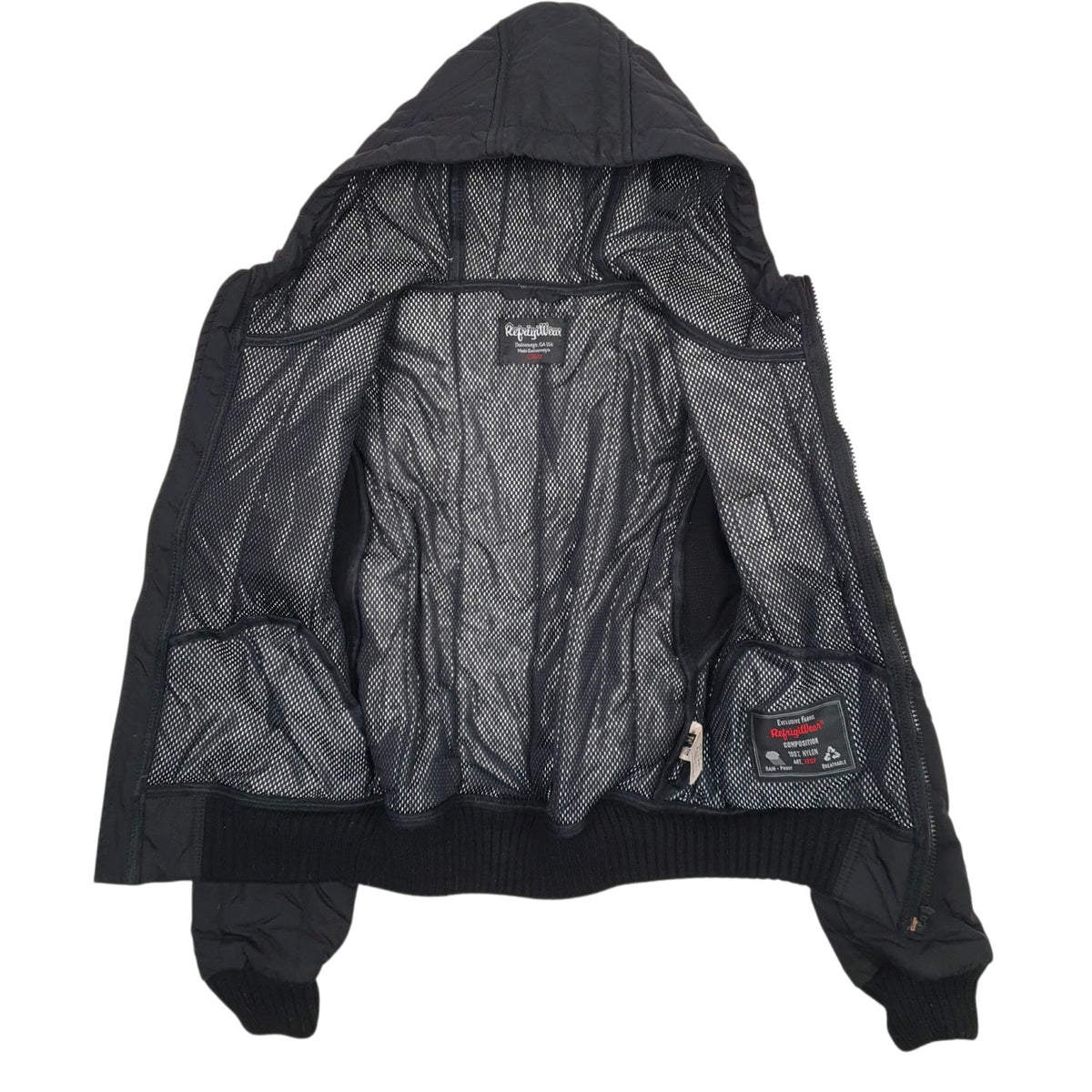Womens Black Refrigiwear Winter Windbreaker Padded  Coat
