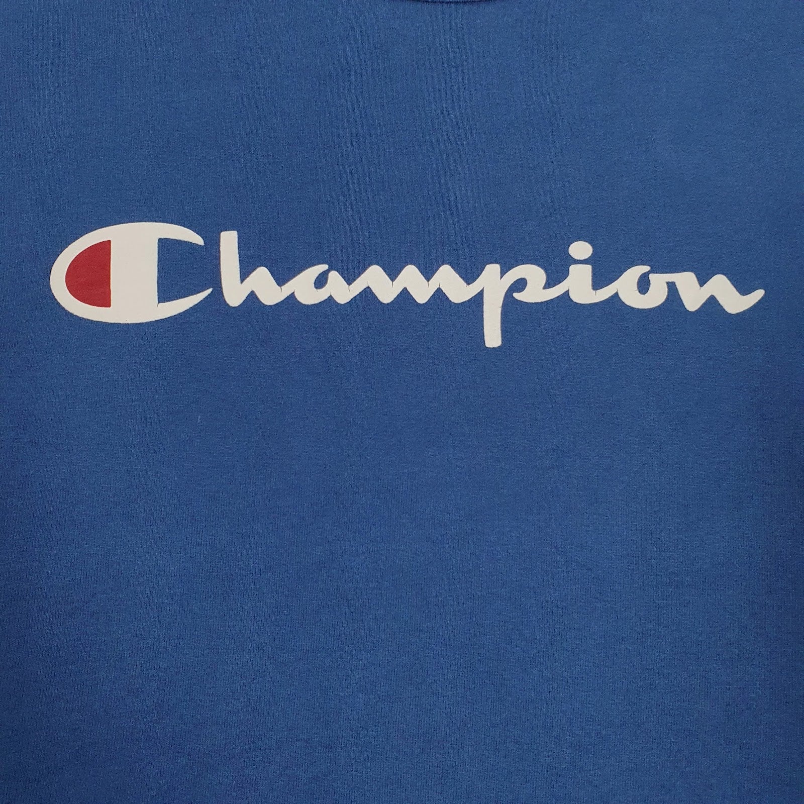 Mens Blue Champion Spellout Crewneck Jumper