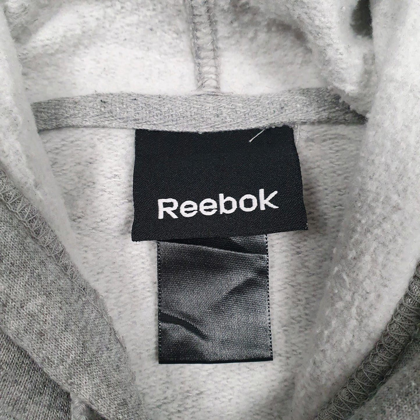 Mens Grey Reebok Spellout Hoodie Jumper