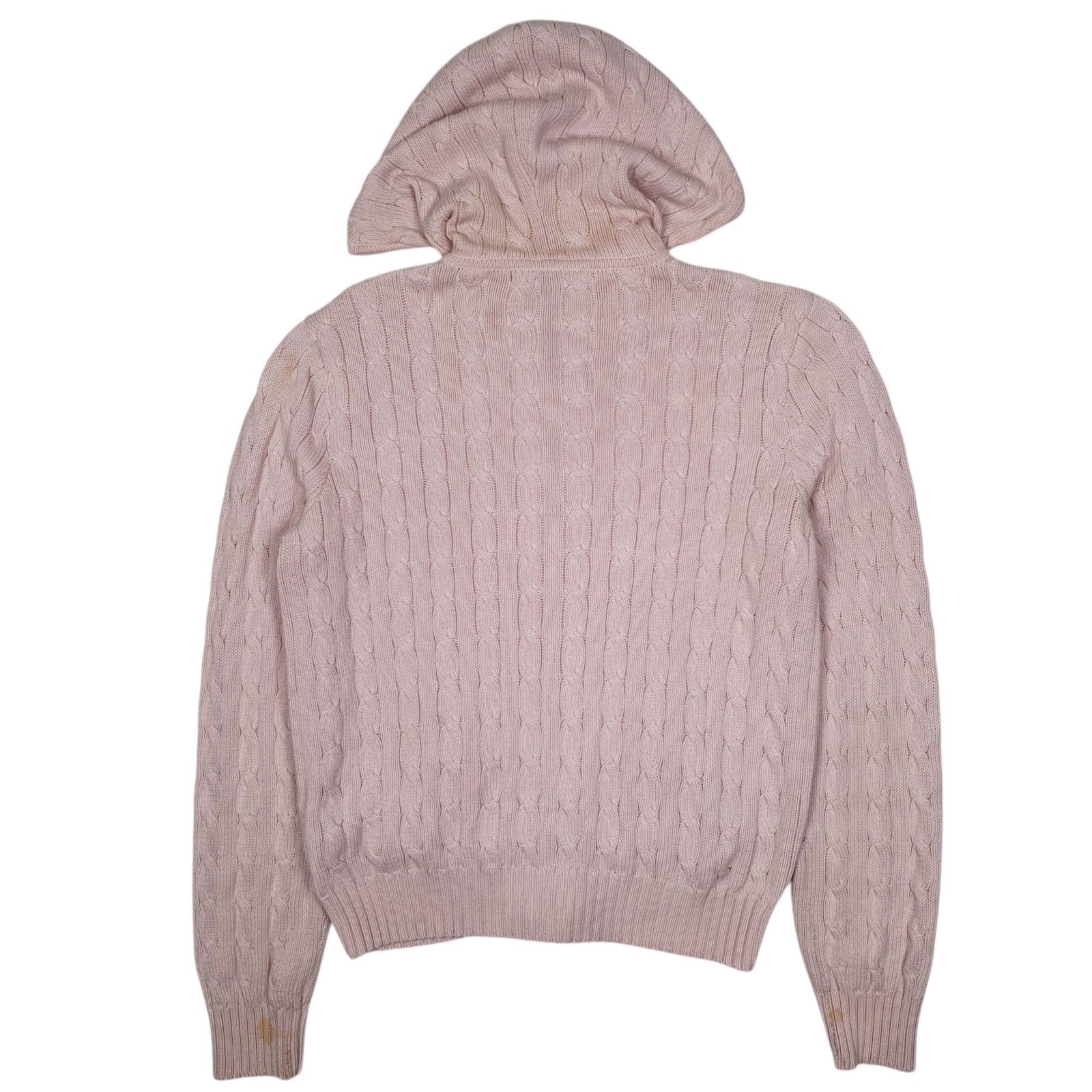 Womens Pink Polo Ralph Lauren Sport Cable Knit Hoodie Full Zip Jumper