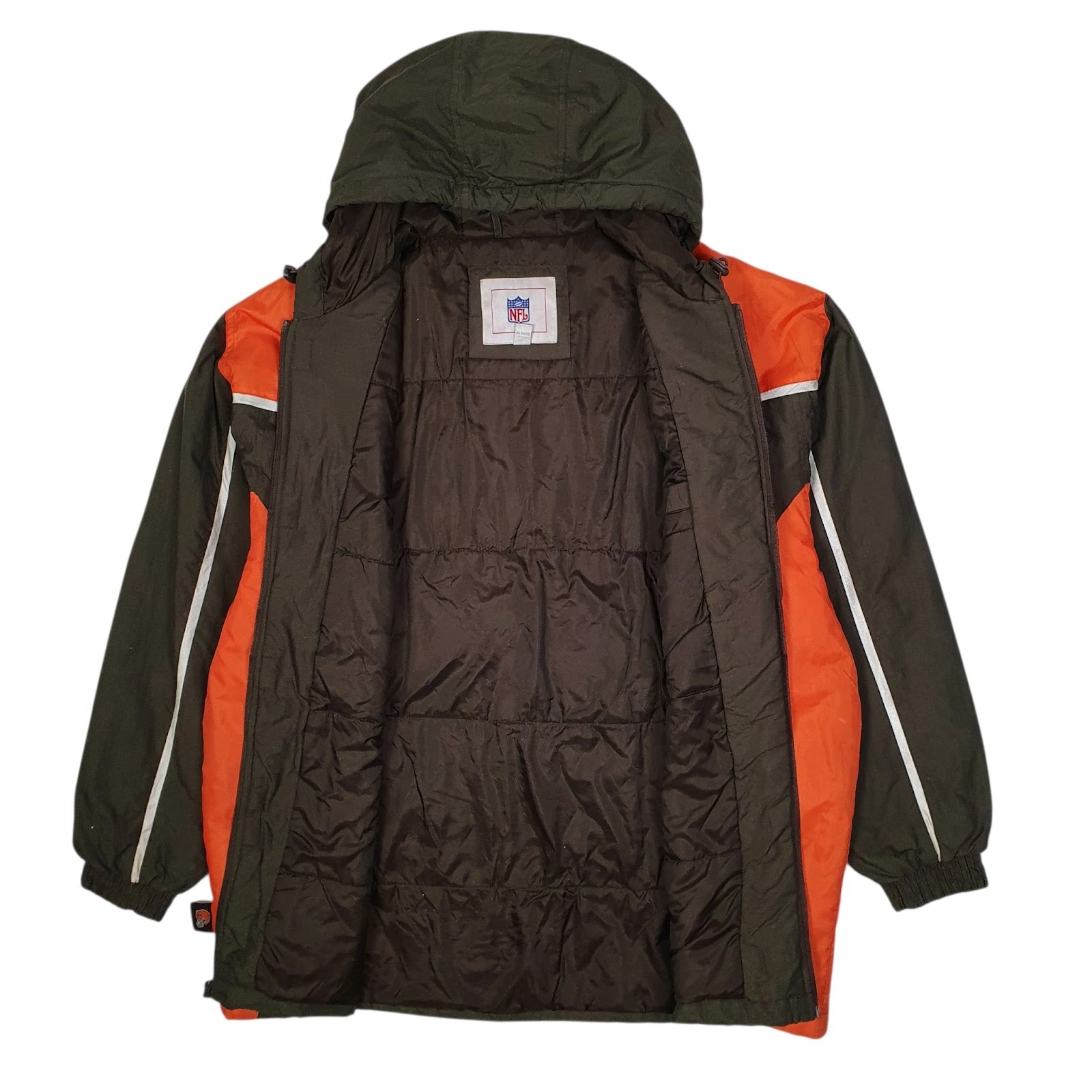 Mens Brown NFL Cleveland Browns Windbreaker Crewneck Coat