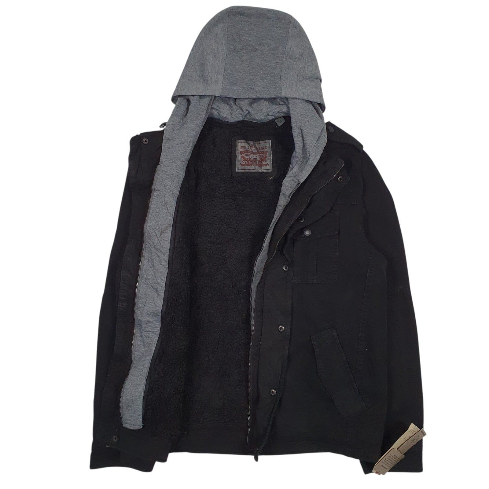 Mens Black Levis Padded Sherpa Lined  Coat