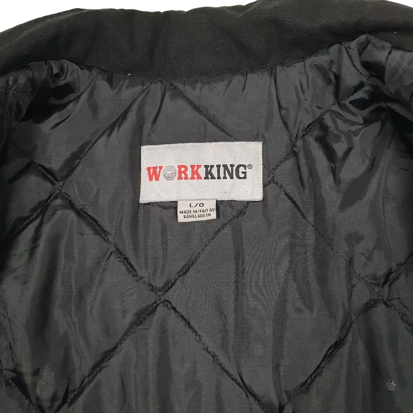 Mens Black Work King Padded Hoodie Coat