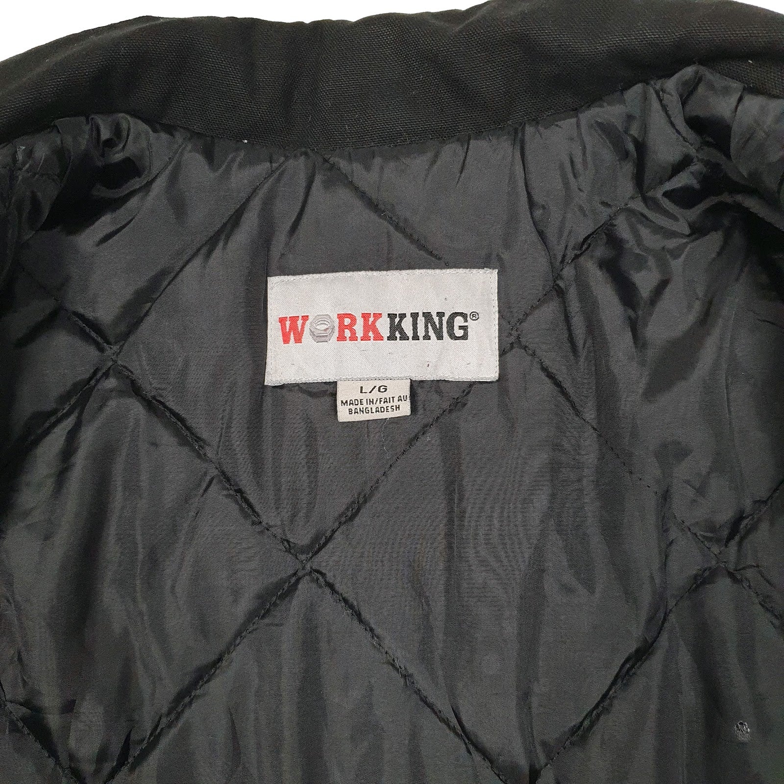 Mens Black Work King Padded Hoodie Coat