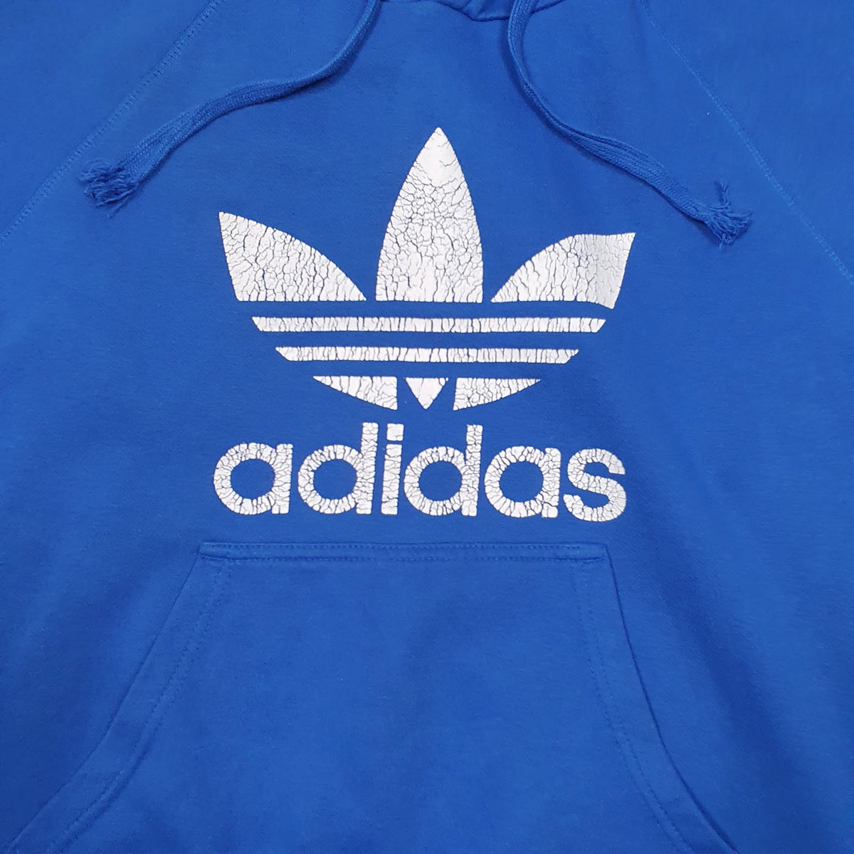 Mens Blue Adidas Spellout Hoodie Jumper
