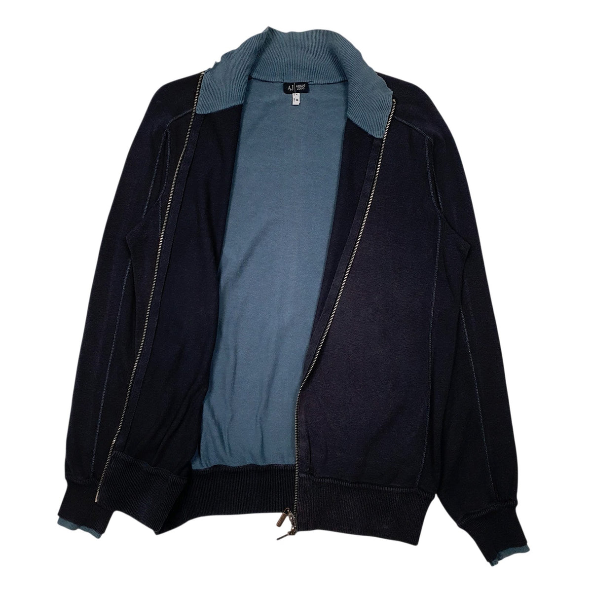 Mens Navy Armani  Full Zip Jumper