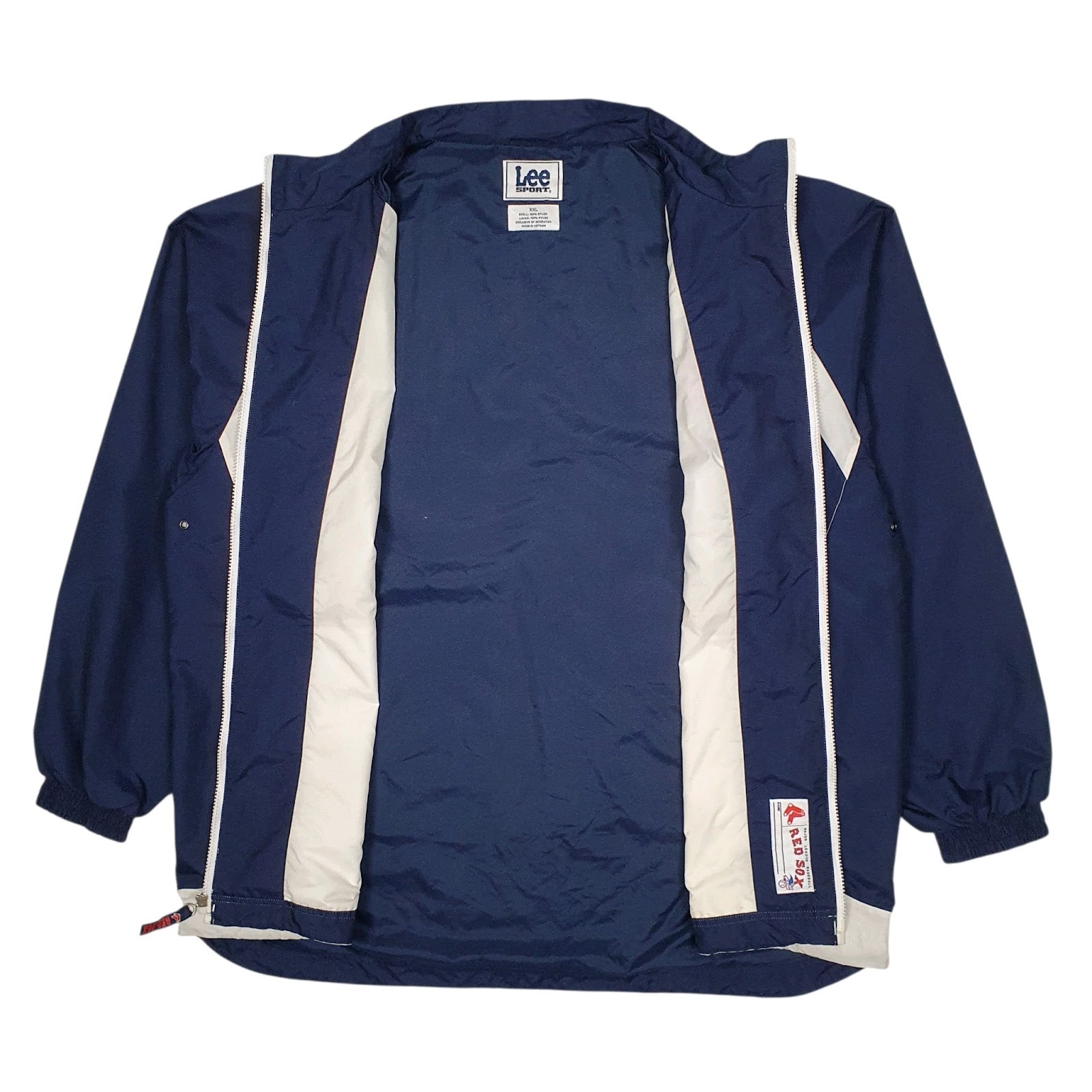 Mens Navy Lee Vintage 90s Boston Red Sox MLB Baseball V Neck Coat