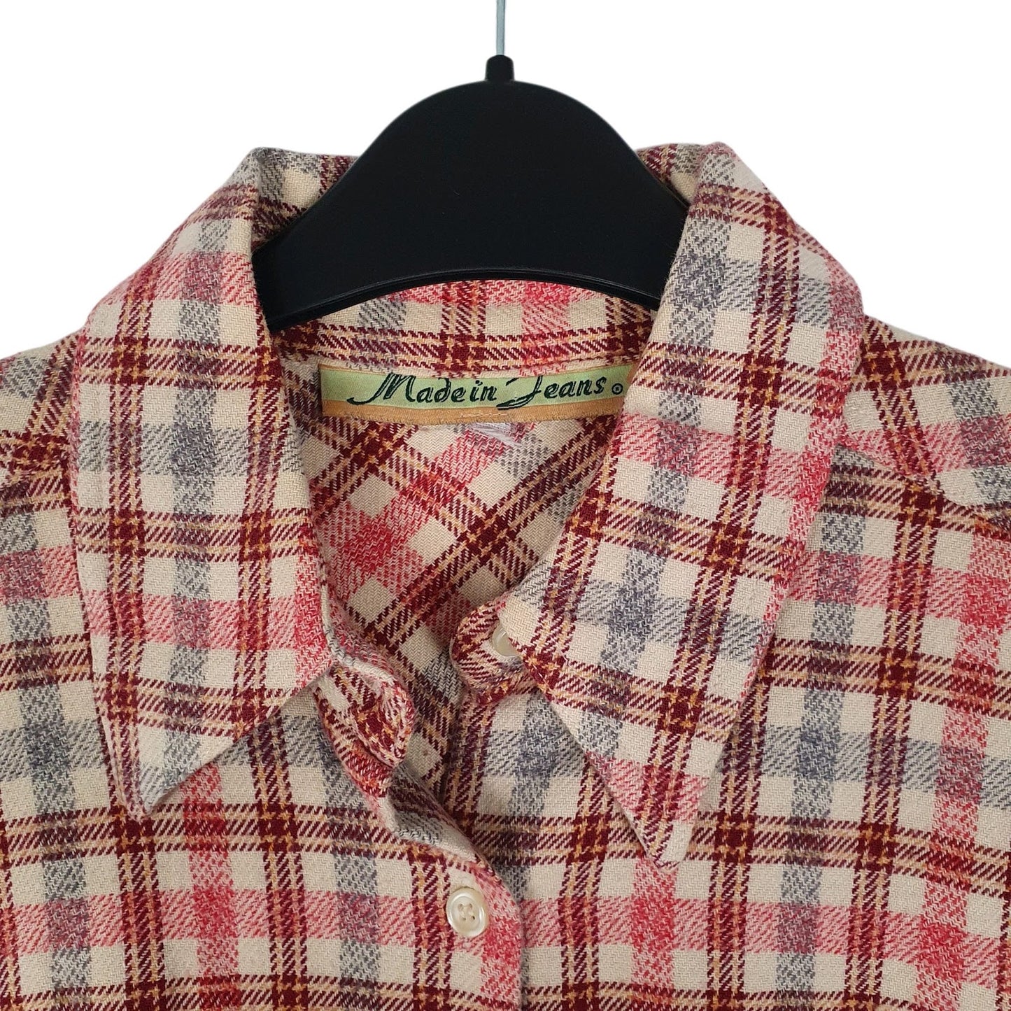 Mens Pink Made In Jeans Plaid Flannel  Shirt
