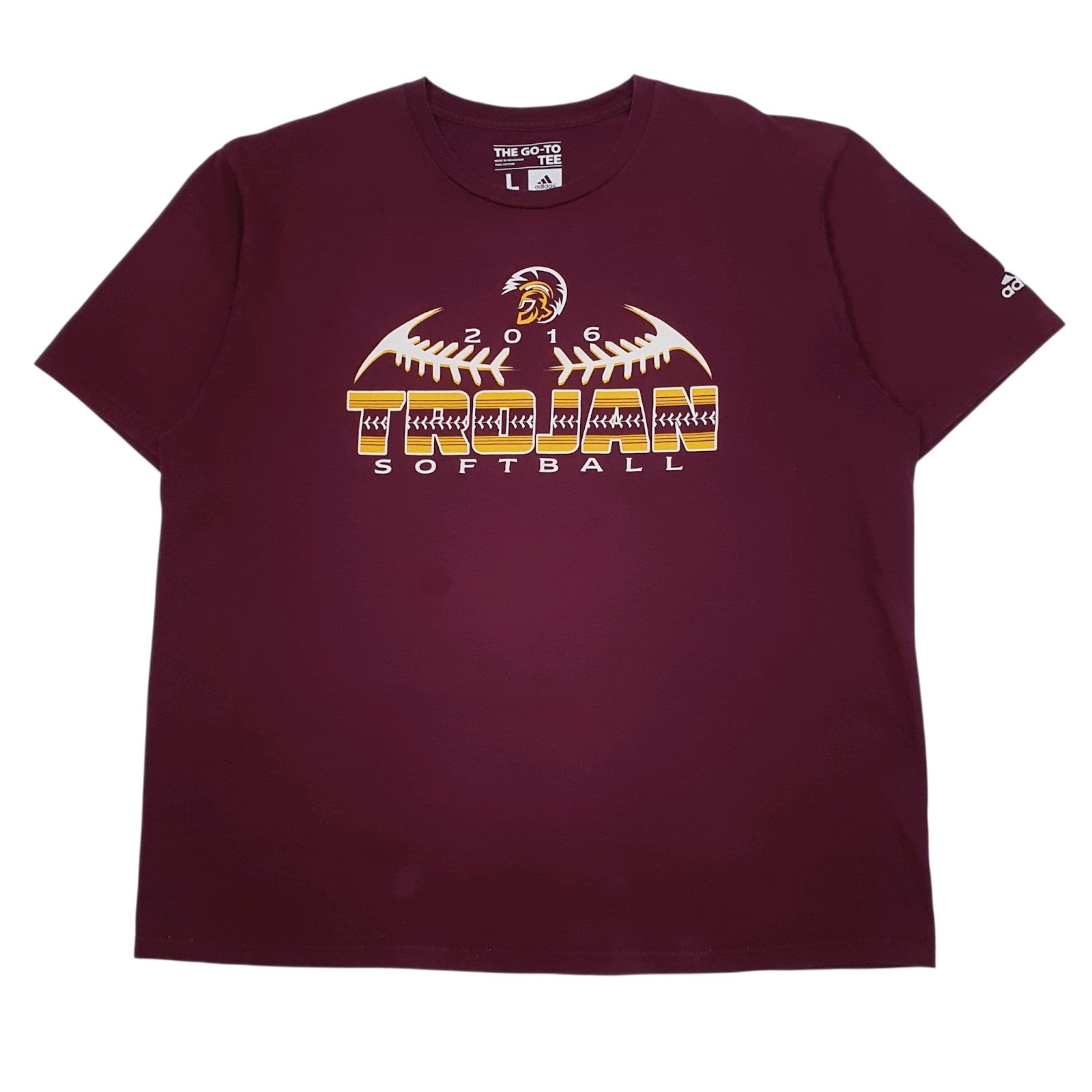 Mens Burgundy Adidas Trojan Softball Short Sleeve T Shirt