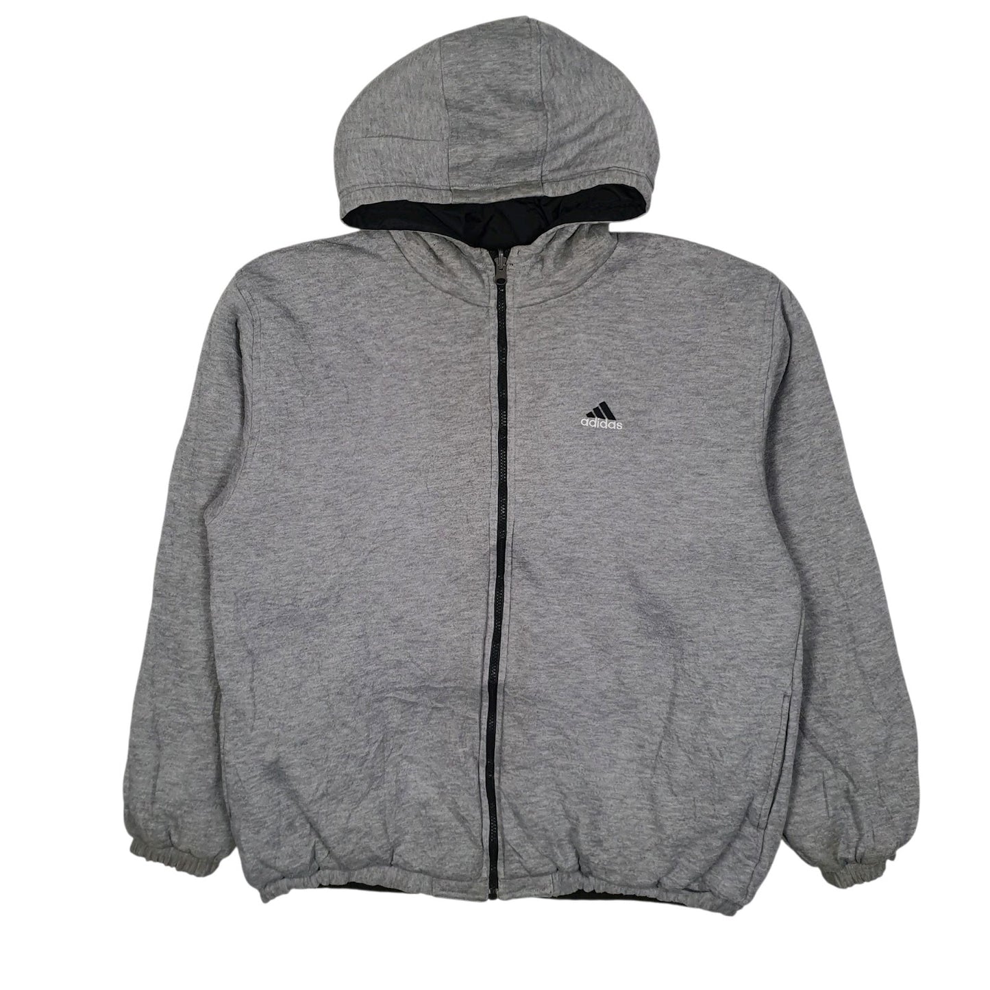 Mens Black Adidas Vintage 90s Reversible Crewneck Coat
