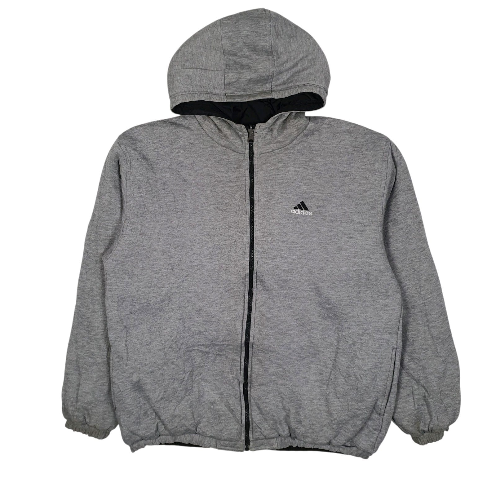 Mens Black Adidas Vintage 90s Reversible Crewneck Coat