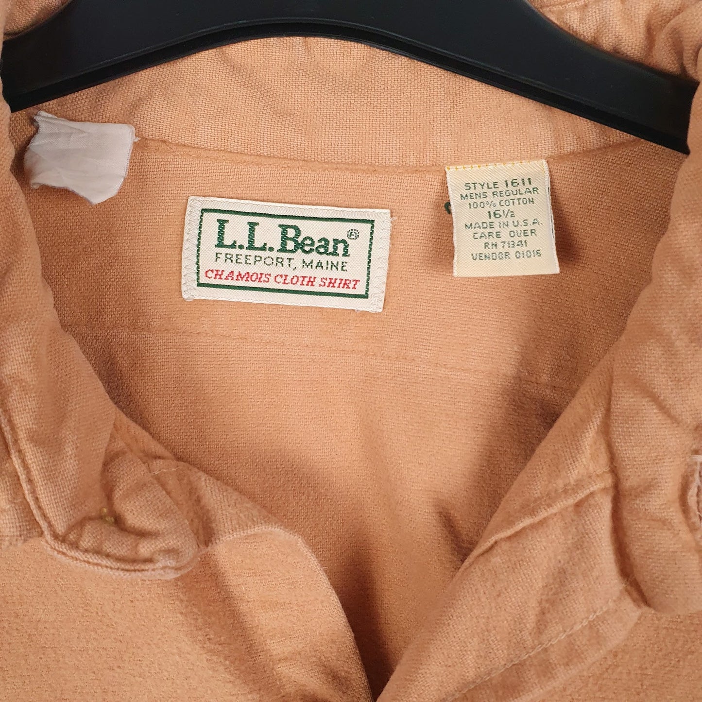 Mens Orange L.L.Bean Chamois Vintage 90s Made In USA  Shirt